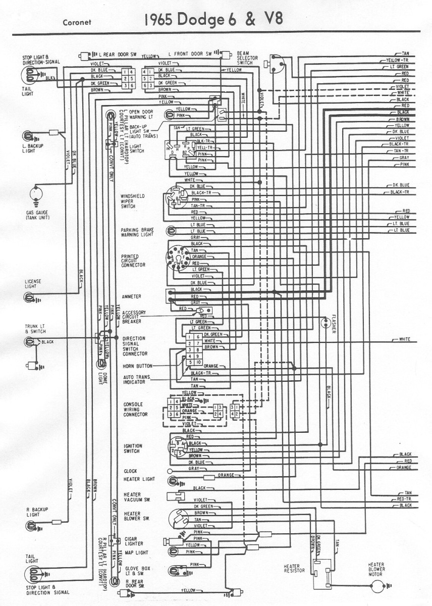 wiring-diagram-dodge-coronet-1965 – Bob's Garage Library 1966 mustang wiring diagram radio 