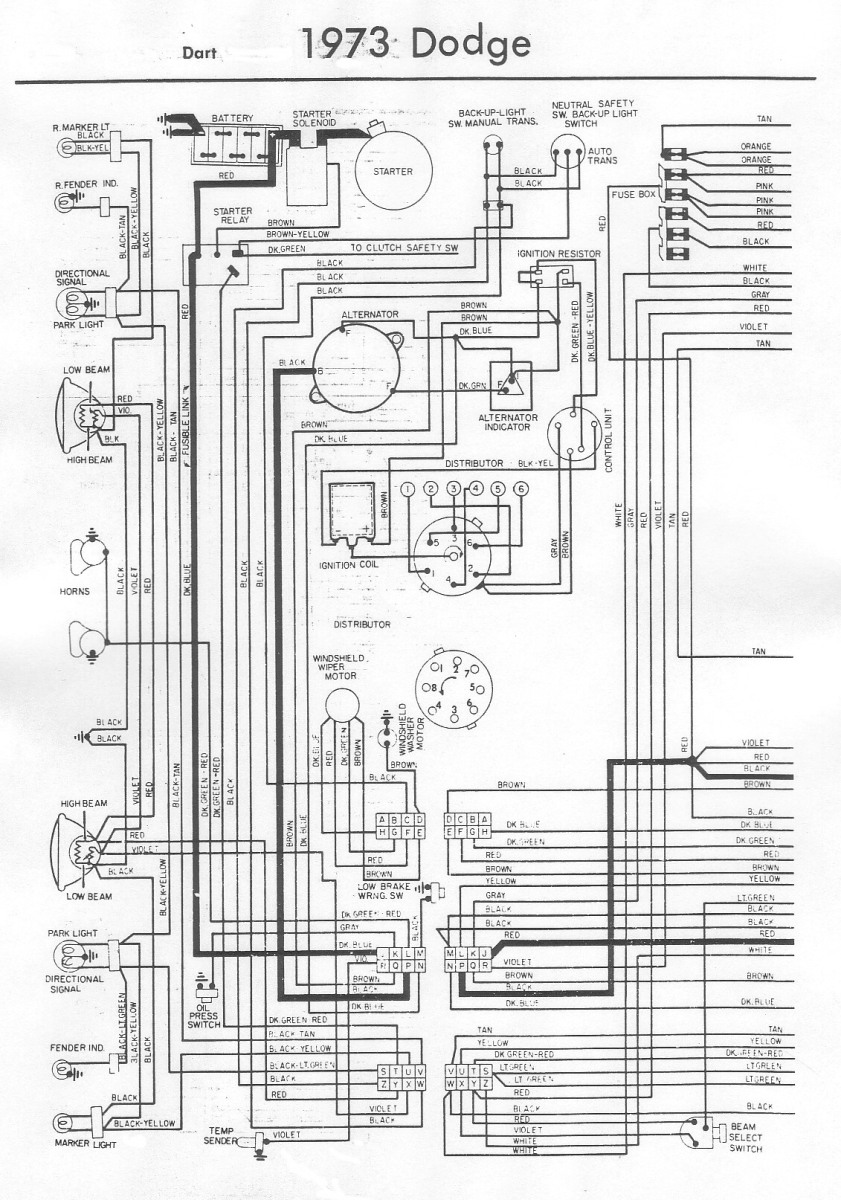73DartA – Bob's Garage Library 1973 dodge firewall wiring diagram 